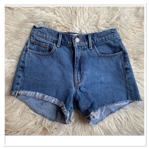 Aritzia Sunday Best Matilda Jean Shorts High Rise Raw Hem Blue Denim Size 00